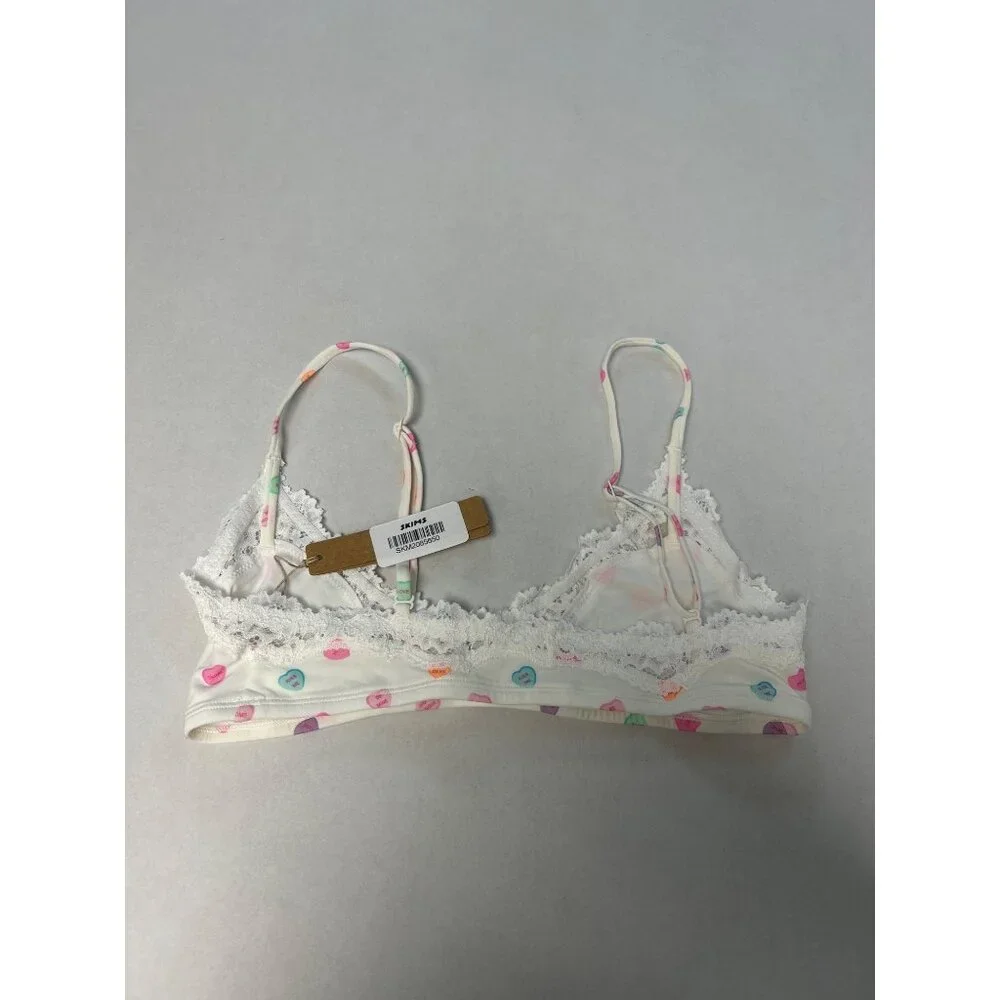 SKIMS Fits Everybody Lace Scoop Bralette Marble Candy Heart Print Size Small NWT - Picture 3 of 5